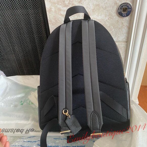 NWT Coach 6495 Large Court Backpack In Signature Canvas Brown Black Leather Bag - Picture 9 of 11